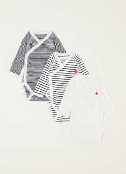 Petit Bateau Meisjes Romper met print in 3-pack in de kleur Donkerblauw, maat: 62