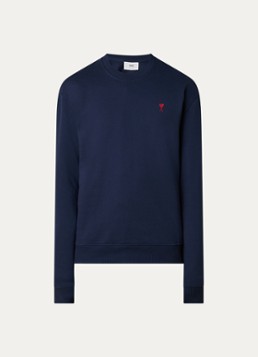 AMI Paris Heren Sweater met logoborduring in de kleur Donkerblauw, maat: S