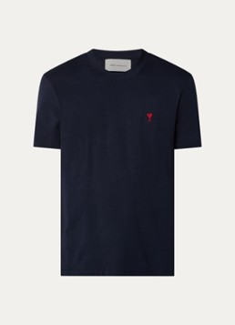 AMI Paris Heren T-shirt met logoborduring in de kleur Donkerblauw, maat: S