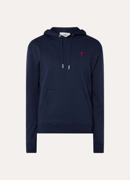 AMI Paris Heren Hoodie met logo in de kleur Donkerblauw, maat: S