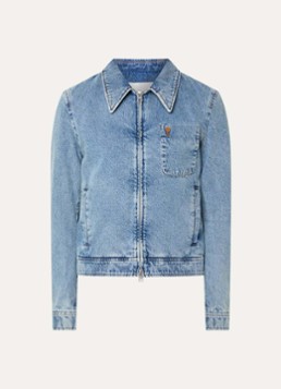 AMI Paris Heren Spijkerjas met steekzakken en logo in de kleur Indigo, maat: S