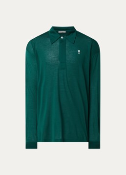 AMI Paris Heren Regular fit polo met logoborduring in de kleur Donkergroen, maat: XL