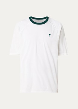 AMI Paris Heren Ringer T-shirt met logoborduring in de kleur Wit, maat: XL