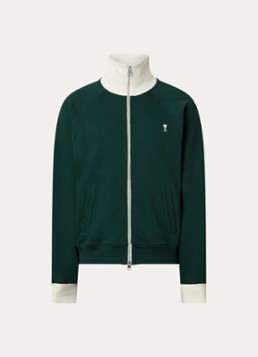 AMI Paris Heren Sweatvest met logo en steekzakken in de kleur Donkergroen, maat: L