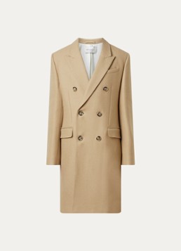AMI Paris Heren Mantel van wol met opgestikte zakken in de kleur Khaki, maat: 48