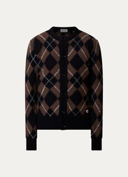 AMI Paris Heren Fijngebreid vest van wol met ingebreid patroon in de kleur Bruin, maat: L