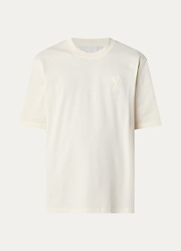AMI Paris Heren T-shirt met logoborduring in de kleur Naturel, maat: XL