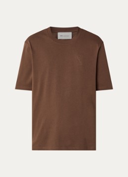 AMI Paris Heren T-shirt met logoborduring in de kleur Bruin, maat: S