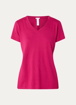 Hanro Dames Pyjamatop met V-hals in de kleur Donkerroze, maat: M
