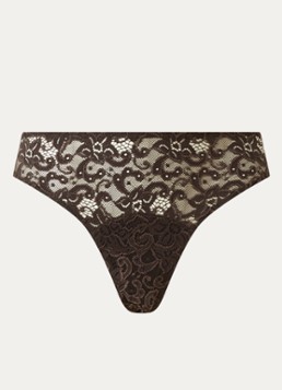 Hanro Dames Moments hipster met details van kant in de kleur Donkerbruin, maat: S