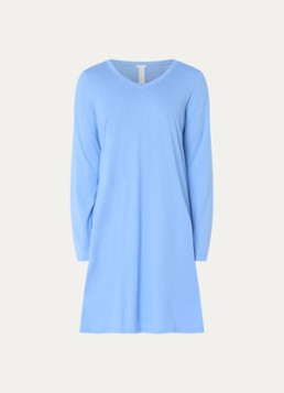 Hanro Dames Nachthemd met V-hals in de kleur Blauwgrijs, maat: XL