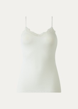 Hanro Dames Singlet in wolblend in de kleur Gebroken wit, maat: S