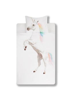 Snurk Unicorn katoenen kinderdekbedovertrekset 160TC - inclusief kussenslopen Wit - Deal