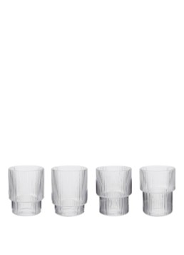 Ferm LIVING Ripple waterglas set van 4 Transparant - Deal
