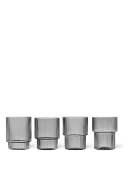 Ferm LIVING Ripple drinkglazen set van 4 Lichtgrijs - Deal