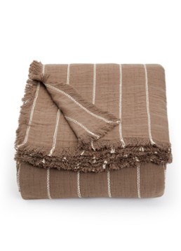 Ferm LIVING Aires bedsprei van katoen 250 x 240 cm Bruin - Deal