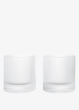 Ferm LIVING Ripple whiskyglas 25 cl set van 2 Transparant - Deal