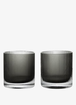 Ferm LIVING Ripple whiskyglas 25 cl set van 2 Grijs - Deal