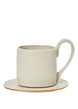 Ferm LIVING Flow mok met schotel Gebroken wit