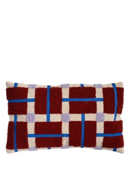 &klevering Plano kussen met ruitprint 50 x 30 cm Bordeauxrood - Deal