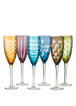 POLSPOTTEN Cuttings champagneglas set van 6 Multicolor