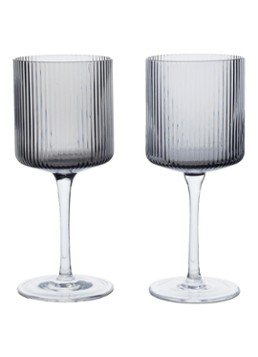 Ferm LIVING Ripple wijnglas set van 2 Grijs
