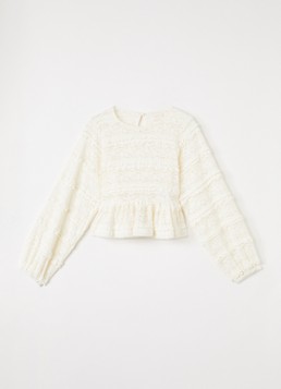 AI&KO Meisjes Top met smockwerk in de kleur Gebroken wit, maat: 16J=176