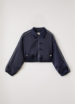 AI&KO Meisjes Ilka cropped bomberjack van satijn in de kleur Donkerblauw, maat: 14J=164