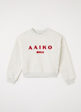 Aaiko Meisjes Zena sweater met logoborduring in de kleur Grijsmele, maat: 14J=164