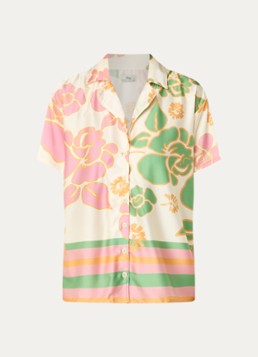 MAAJI Dames Blouse van satijn met bloemenprint in de kleur Creme, maat: S