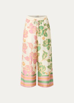 MAAJI Dames High waist wide fit palazzo broek met print in de kleur Creme, maat: S