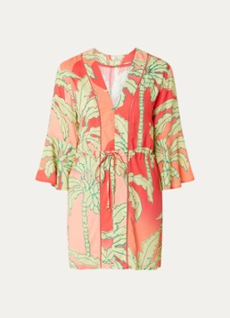 MAAJI Dames Palm Garden strandjurk met print in de kleur Koraalroze, maat: M