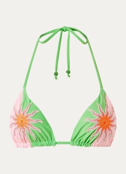 MAAJI Dames Sundream Balmy triangel bikinitop met borduring in de kleur Groen, maat: S
