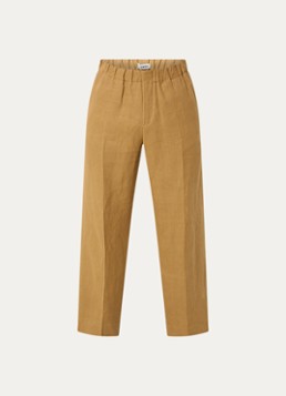 Sandro Heren Straight fit pantalon van linnen met steekzakken in de kleur Mosterd