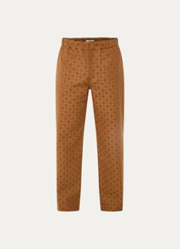 Sandro Heren Loose fit broek van denim met ruit dessin in de kleur Camel