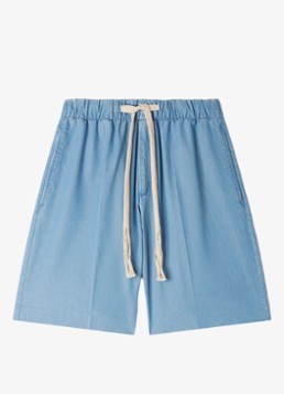 Sandro Heren Regular fit korte broek van chambray in de kleur Chambray / Blauw