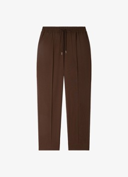 Sandro Heren Slim fit pantalon in wolblend met elastische band in de kleur Tabac Fonce / Bruin