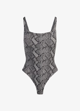 SKIMS Dames Fits Everybody body met rechthoekige hals in de kleur Shadow Snake Print, maat: XL