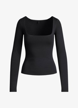 SKIMS Dames Longsleeve met rechthoekige hals in de kleur Zwart, maat: M