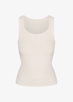 SKIMS Dames Cotton Rib tanktop met ronde hals in de kleur Marble, maat: XXS