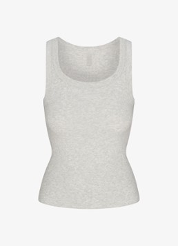 SKIMS Dames Cotton Rib tanktop met ronde hals in de kleur Light Heather Grey, maat: XXXL