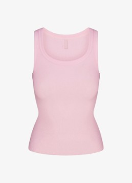 SKIMS Dames Cotton Rib tanktop met ronde hals in de kleur Cherry Blossom, maat: XXXL