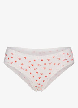 SKIMS Dames Lightweight Cotton Pointelle slip met print en kant in de kleur Snow Arrowed Hearts, maat: M
