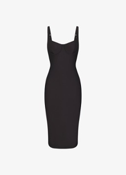 SKIMS Dames Skims Body Midi jurk met beugelondersteuning en split in de kleur Zwart, maat: XXL