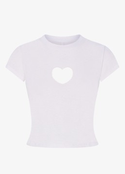 SKIMS Dames Worn In Jersey cropped T-Shirt met cut-out detail in de kleur Snow, maat: M