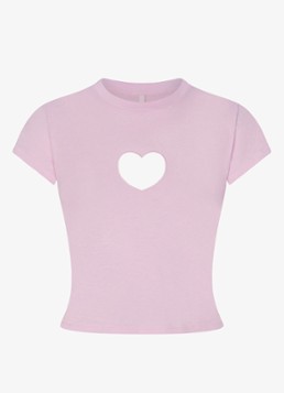 SKIMS Dames Worn In Jersey cropped T-Shirt met cut-out detail in de kleur Baby Pink, maat: L