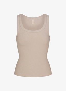 SKIMS Dames Cotton Rib tanktop met ronde hals in de kleur Lichtgrijs, maat: L