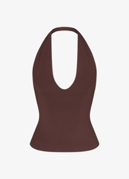 SKIMS Dames Smooth Layers haltertop in de kleur Chocoladebruin, maat: 2XL