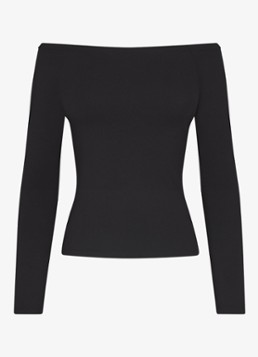 SKIMS Dames Smooth Layers off shoulder top in de kleur Zwart, maat: XS
