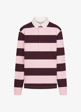 SKIMS Dames Regular fit polo met streepprint in de kleur Rood, maat: XL